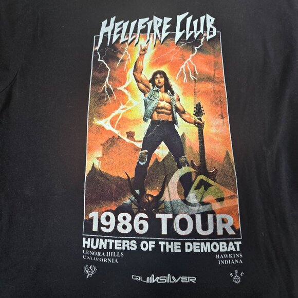Quiksilver Netflix Stranger Things Hellfire Club 1986 Tour Long Sleeve T-Shirt L - Picture 1 of 9